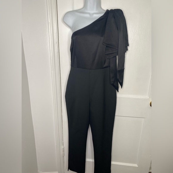 TED BAKER NWT Orliie Bow Trim One Shoulder Black Jumpsuit - Picture 3 of 15